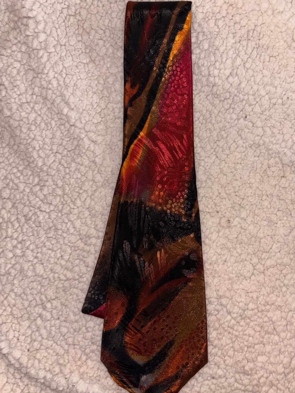 Hardy Amies London Abstract Silk Tie Burgundy Gold Black Vintage Style